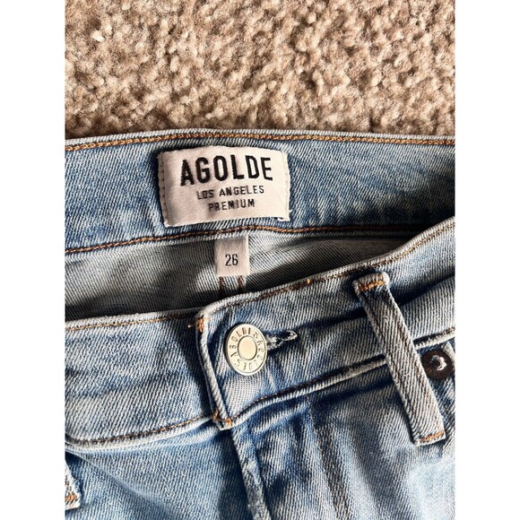 AGOLDE Sophie High Rise Jeans Women's Size 26 Stretch Medium Blue EUC - Picture 3 of 10